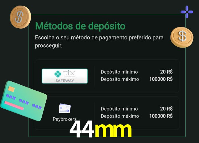 O cassino 44mm oferece uma grande variedade de métodos de pagamento